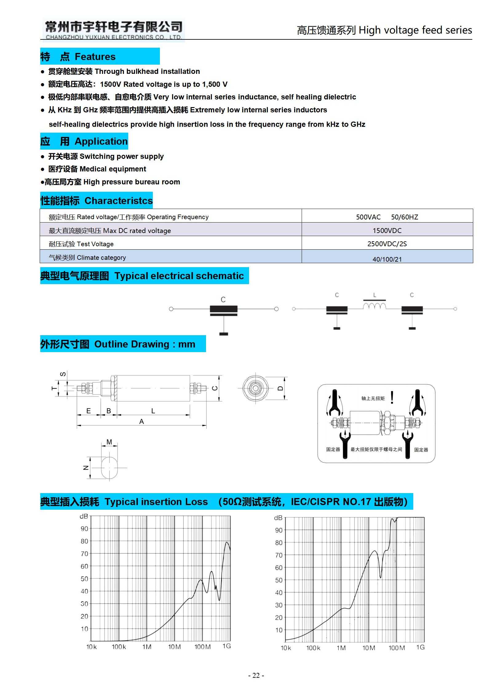 高压交流馈通滤波器产品介绍